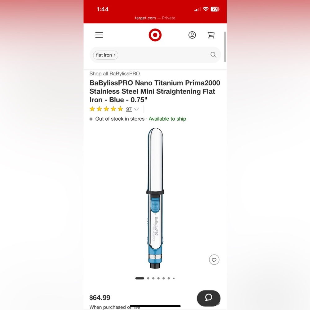 BaBylissPRO Nano Titanium Mini Straightener